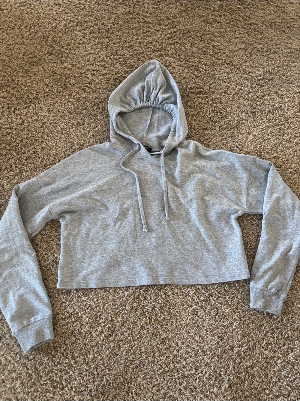Ambiance Light Grey Cropped Hoodie Sweatshirt
